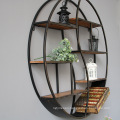 Home Decoration Supplies French Style Country Shabby Rustic Industrial Floating Round Decorative Solid Wood Wall Shelf